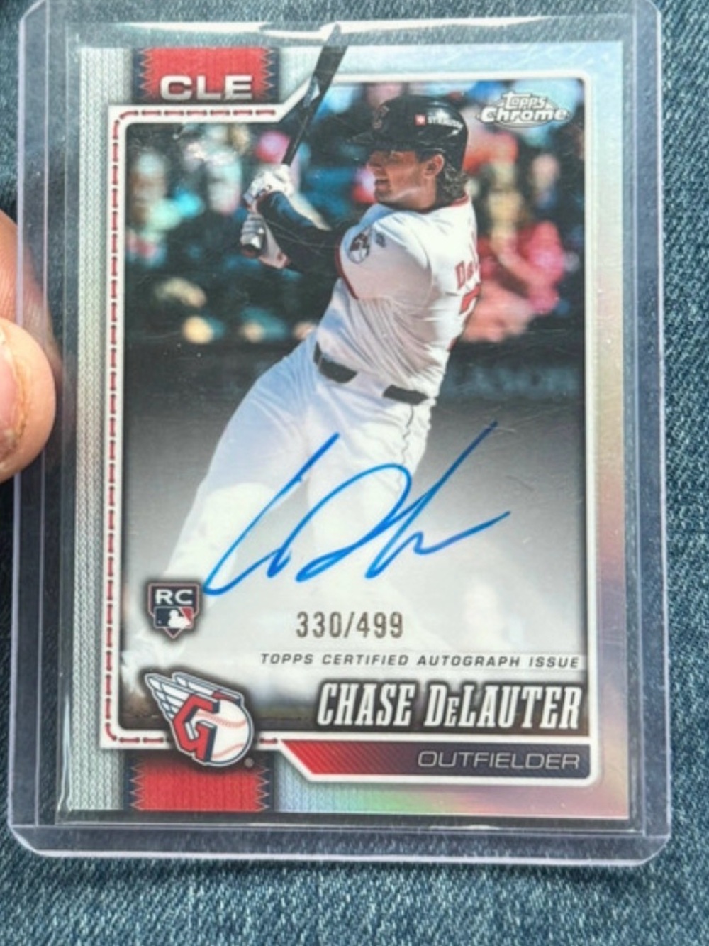 Chase DeLauter Autographed Baseball Trading Show Card - White